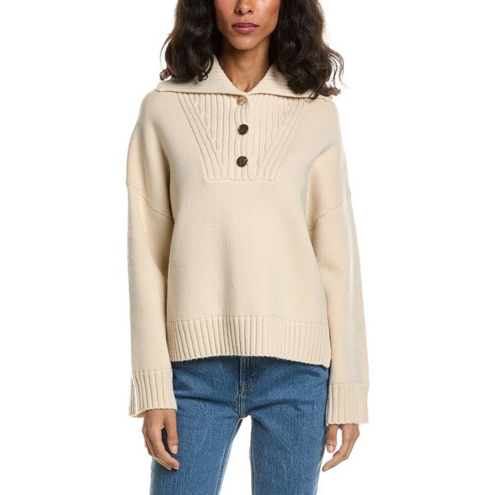 Design History Womens  Sailor Collar Sweater, Tan